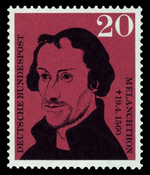 Philip Melanchthon, sello alemán conmemorativo por los 400 años del fallecimiento del teólogo reformador alemán