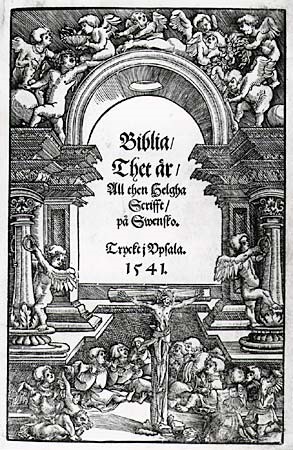 Portada de la Biblia de Uppsala. 1541